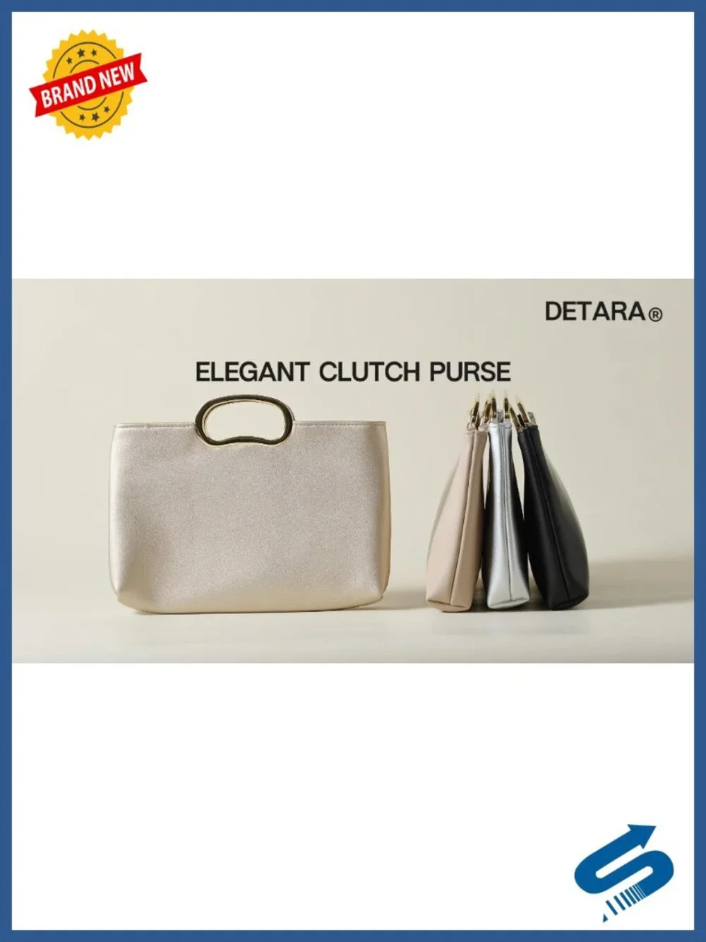 PU Leather Clutch Cut Out Handle Evening Bag Formal Purse